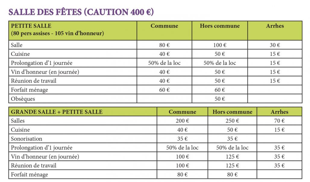 Calendrier de la Salle des fêtes - La Ferrière en Parthenay